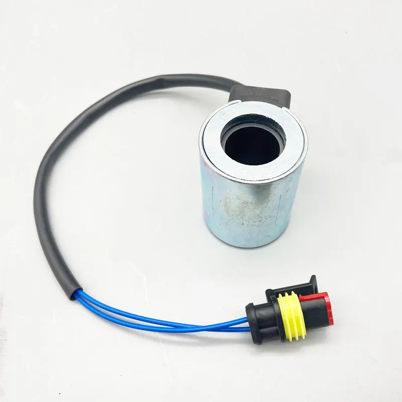 For Sany Solenoid Valve Coil SY155 SY215 SY265 SY365 Excavator Pilot Safety Lock Solenoid Valve Coil