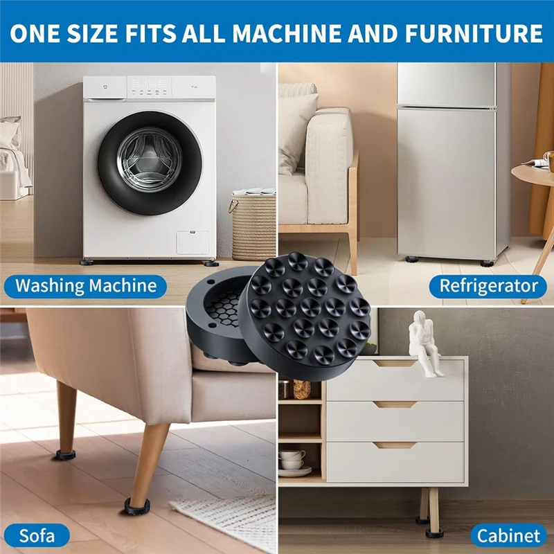 Most-Anti Vibration Pads For Washing Machine With Strong Adsorption Suction Cup, Non-Slip Rubber Stabilizer Support
