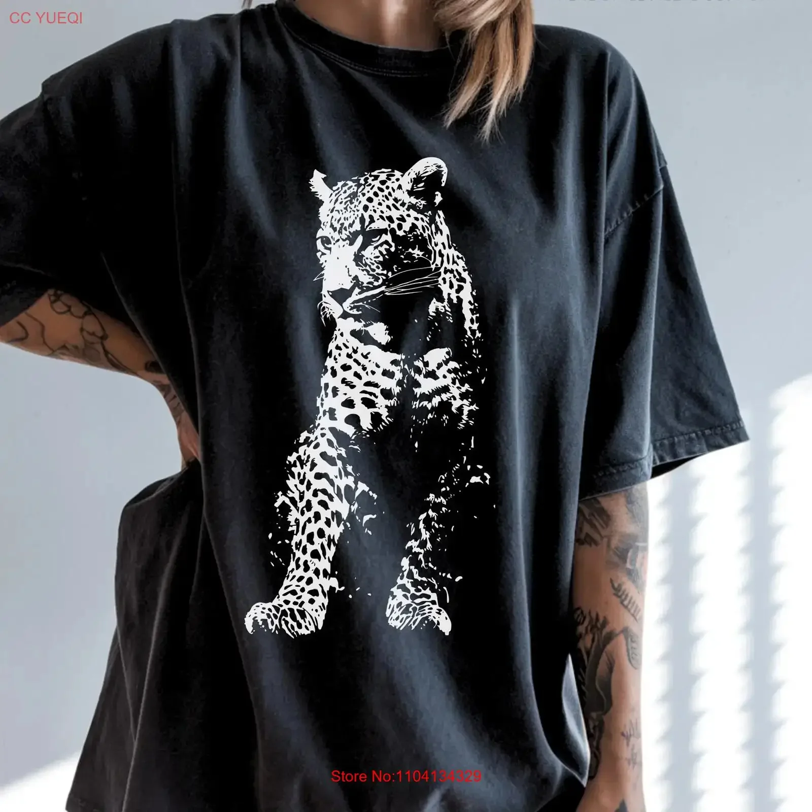 Retro Leopard T Shirt Gothic Apparel Lover For Animal Oversized Trendy vintage Washed Top For Everyday Wear Breathable graphic