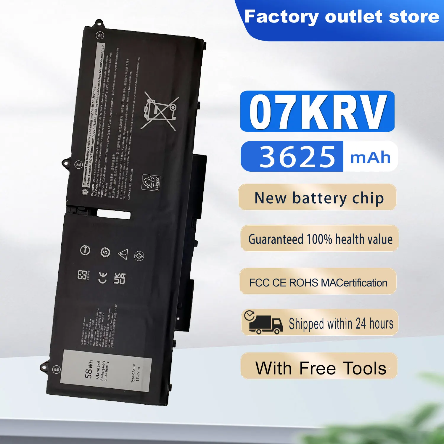 DXT New Laptop Battery 07KRV For Dell Latitude 5430 5530 Precision 3570 Precision 3570 P104F Y86WG 78FWY 078FWY 0Y86WG 4FVJG