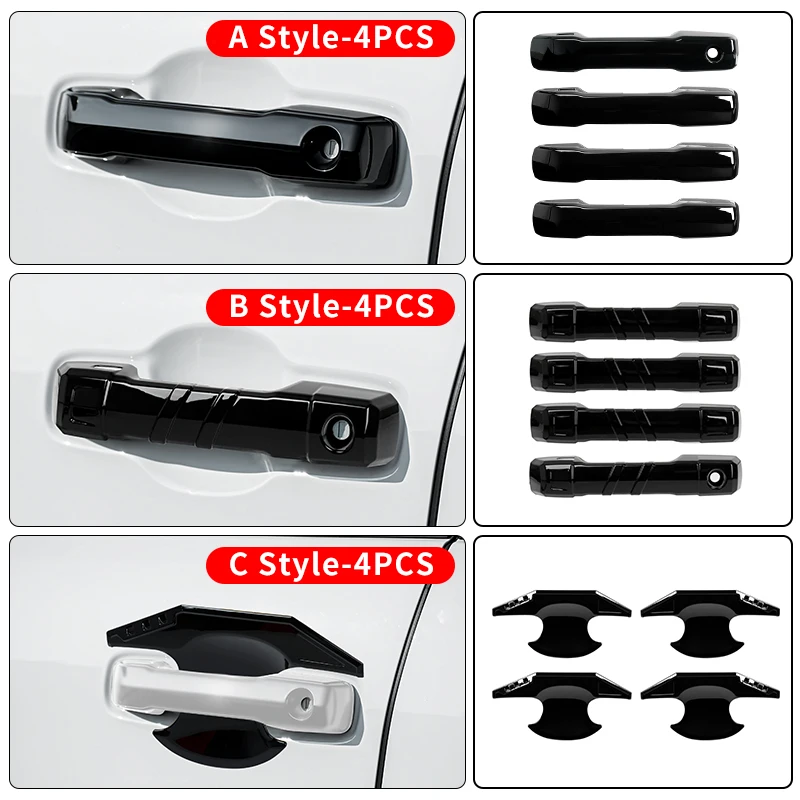 For Toyota 4Runner Tacoma 2024-2026 Black Car Door Handle Trim Cover Paint Protection ABS Plastic Exterior Styling Accessories