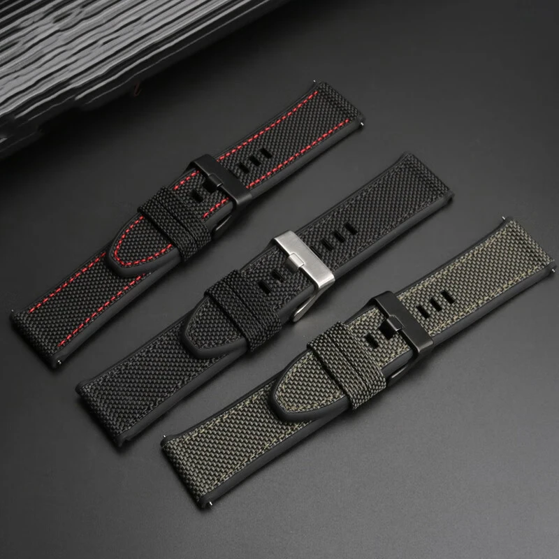 24 26 28mm For DIESEL DZ4318 Dz4500 Dz4506 DZ7420  Canvas Silicone Watch Strap Men\'s Officer Series  Accessories Nylon Watchband