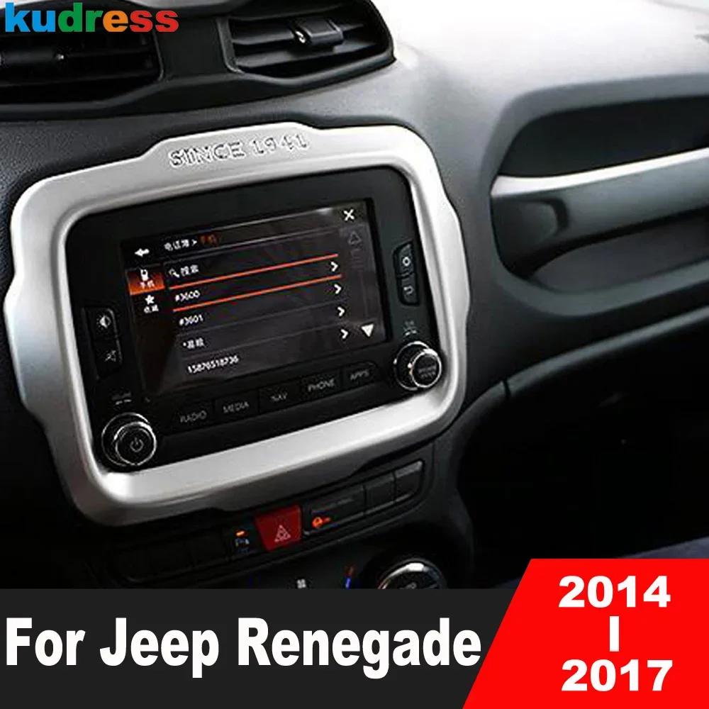 Car Center Console GPS Navigation Panel Frame Cover Trim For Jeep Renegade 2014 2015 2016 2017 Matte Interior Accessories