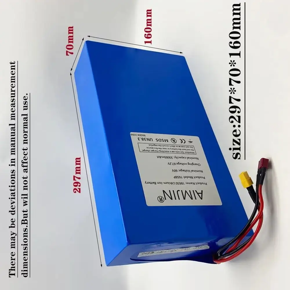

60V battery 3000mAh high-power 16S8P 18650 battery pack 2000W 67.2V lithium battery with built-in BMS