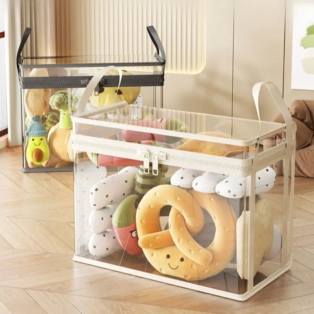 

Large Capacity Stuffed Toy Storage Box PVC Clear Doll Organizing Bag Multifunctional Organizer with Handle Plush Toy Storage Bag