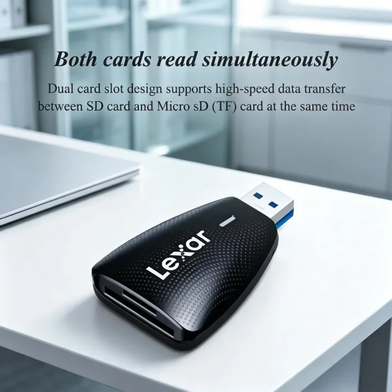 Lexar SD TF Memory Card Reader USB3.0 Dual Slot Support Two Cards Read Together Portable Camera Card Adapter