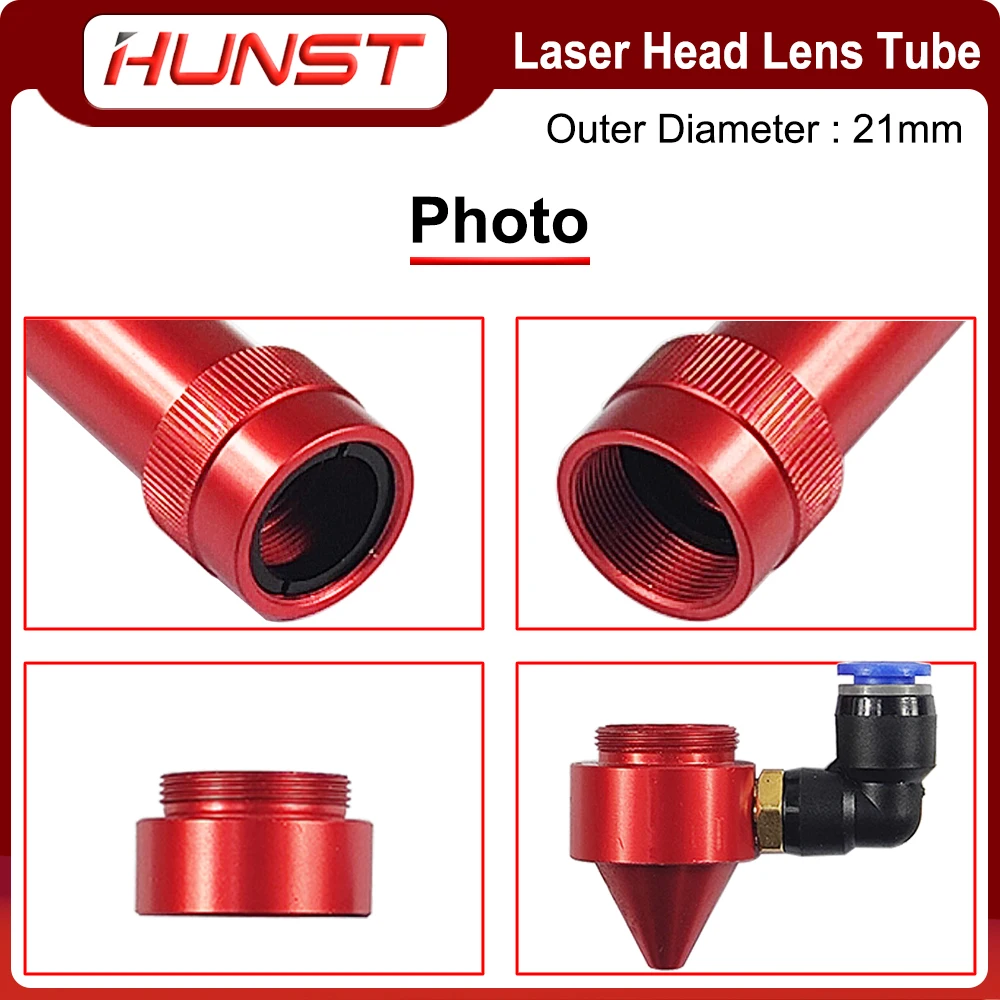 Imagem -04 - Hunst Co2 Cabeça do Laser Lente Tubo Diâmetro Exterior 21 mm Mais Bocal de ar para Lente Dia.20 fl 50.8 63.5 mm para Co2 Máquina de Corte a Laser