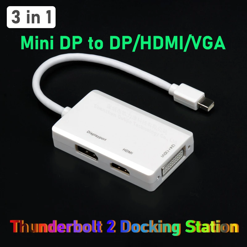 

Док-станция Mini DP to HDMI VGA DVI Thunderbolt 2 для аксессуаров для ноутбуков MacBook Air Lenovo ThinkPad Microsoft Surface Pro