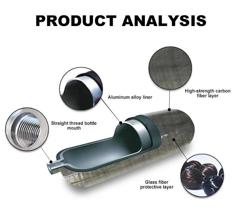 Imagem -03 - Fibra de Carbono Cilindro o Tanque de ar Garrafa Hpa Tanque de Mergulho M18 x 1.5 0.48l 4500psi 300bar 480cc Novo de Alta Pressã de