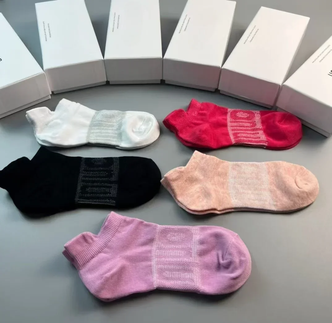 Lemon 5 Pairs Set Women Solid Casual Cotton Short Socks PackFashion Concise Breathable Comfortable Popular Ankle Socks Boxed