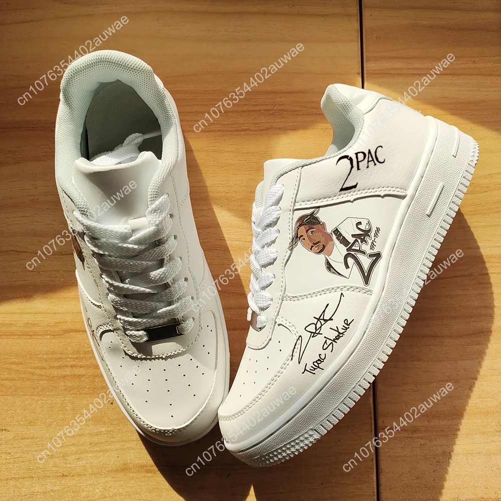 Tupac Rapper 2Pac Fashion Men Women casual Shoes Male Platform Sneakers Girls Casual kateboarding Shoes flats 3D graffiti