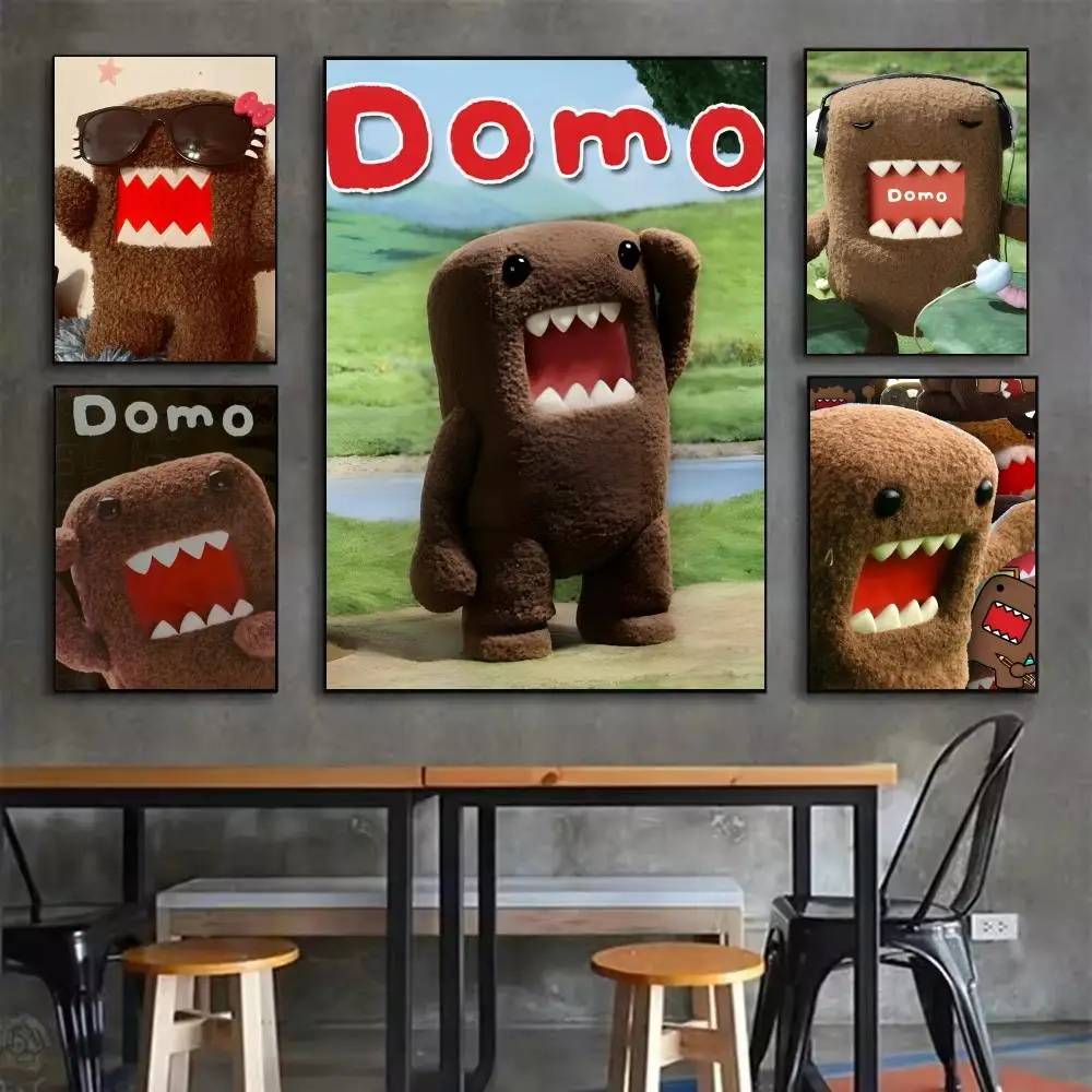 cute mascot D-Domo-kun Poster Self-adhesive Art Waterproof Sticker Coffee House Dorm Room Wall Decor