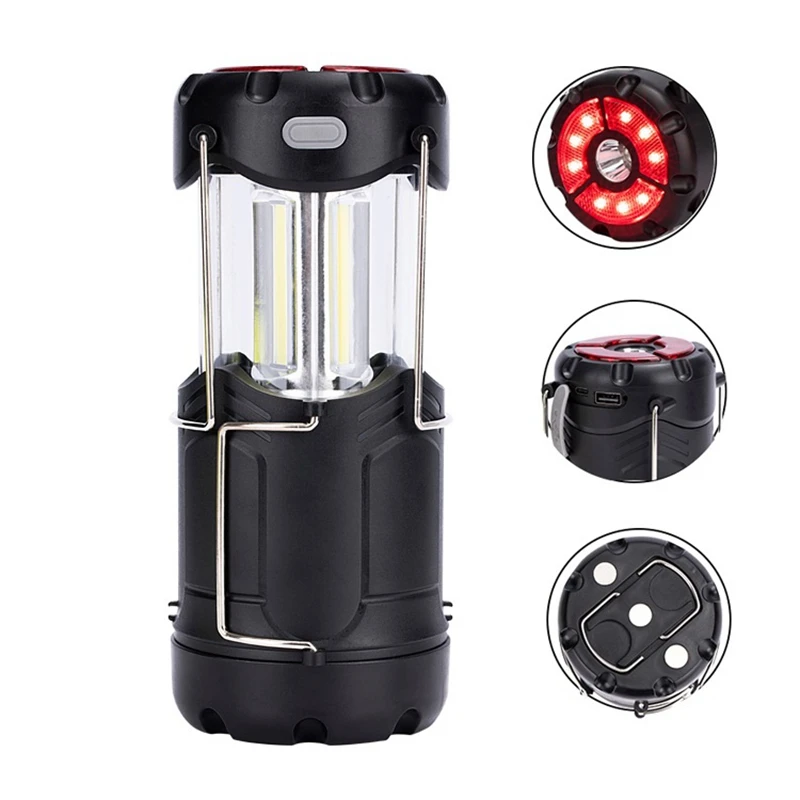 LED Camping Light Rechargeable And Battery Operated 2-In-1 Emergency Light With Flashlight And Magnetic Base