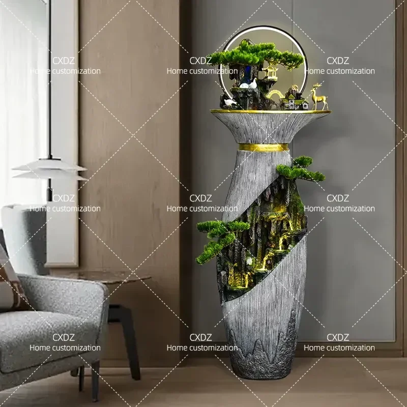 Fountain Entry Water Feature Feng Shui Wheel Rockery Living Room Entrance Ornament Floor Decoration Housewarming Gift New