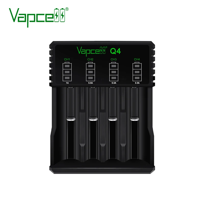 Original Vapcell Q4 Carregador de Bateria Portátil 4 Slots 5V 2A Carregamento Rápido Inteligente para 21700 18650, 20700, Bateria de Lítio Recarregável