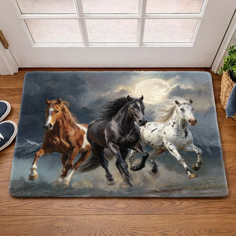 Icy Peak Celestial Glow Anti Skid Welcome Mat Entryway Carpet Durable Waterproof Design Serene Beauty