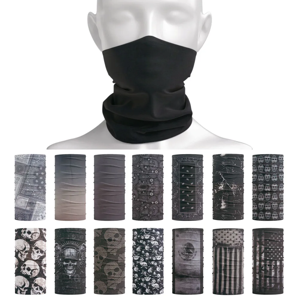 Ciemny kolor Tube Neckchief Outdoor Sports Hair Neck Bandana Gaiter Black Grey Cycling Scarf Hiking Running Headband Men Face Mask