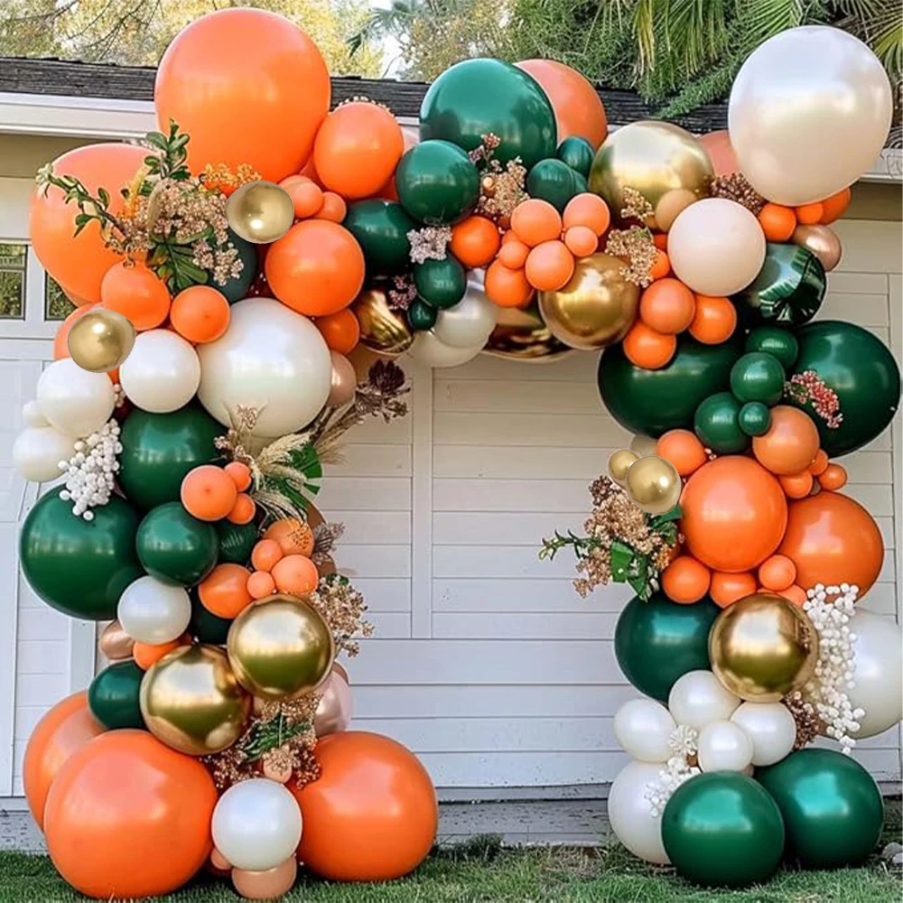 75pcs Green Orange Balloon Garland Arch Kit for Baby Shower Wedding Birthday Jungle Party Decoration, Party Decoration Supplies.