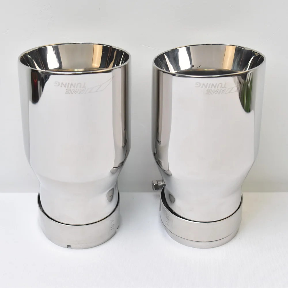 1PC Stainless Steel Car Exhaust Tail Pipe Bright Bevel Edge Muffler Tip with AWE Tuning for Enhanced Sound And Performance