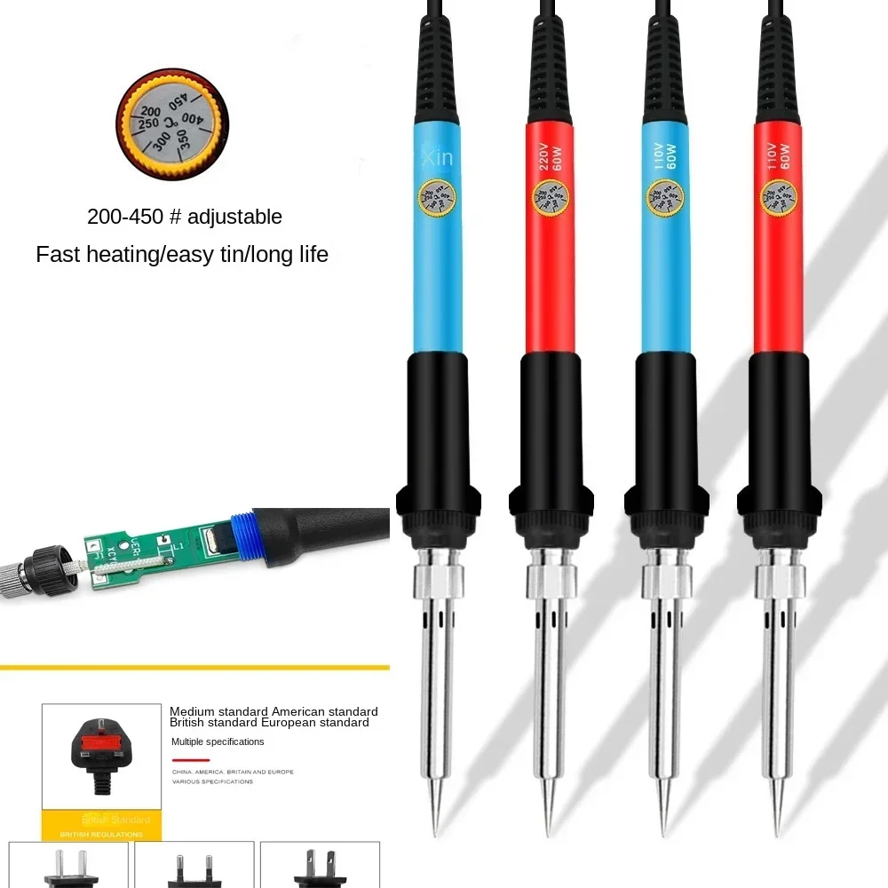Spina EU/US/AU/UK saldatore elettrico a temperatura regolabile 220V 60W stazione di rilavorazione a saldare punte a matita termica