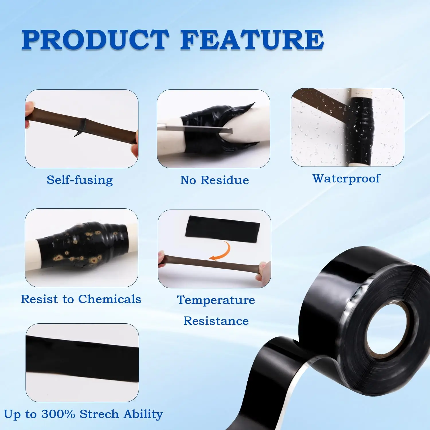 Self Fusing Silicone Tape, Waterproof  Repair Tape, Pipeline & Electrical Cable Winding Emergency Leak Seal for Hot Cold Pipes