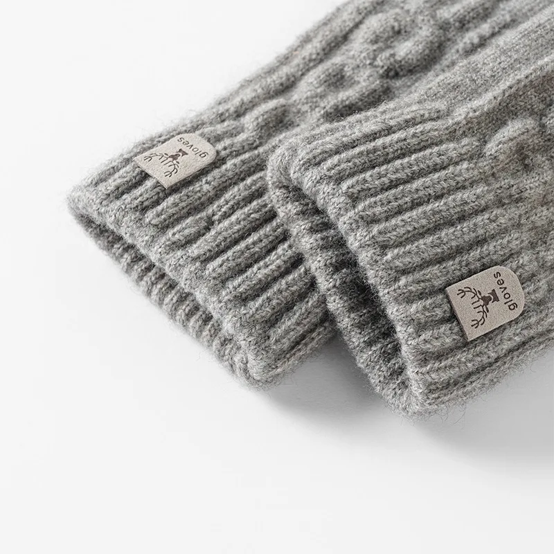 New Half Finger Camel Wool Warm Knitted Gloves Thickened Unisex Autumn Winter Fingerless Cold Protection Thermal Soft Cozy