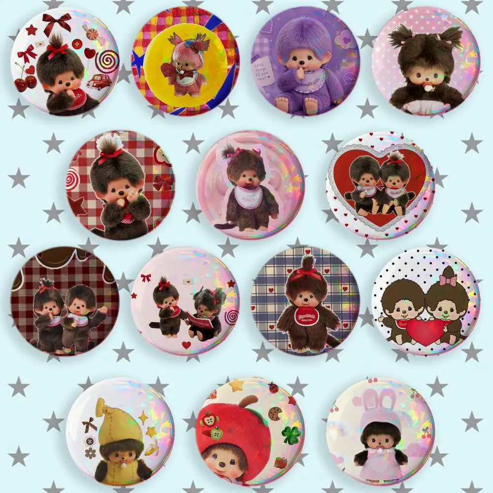 Cute M-MonchhichiS Brooches Cartoon Badge Pins Backpack Hat Accessories Friend Gift