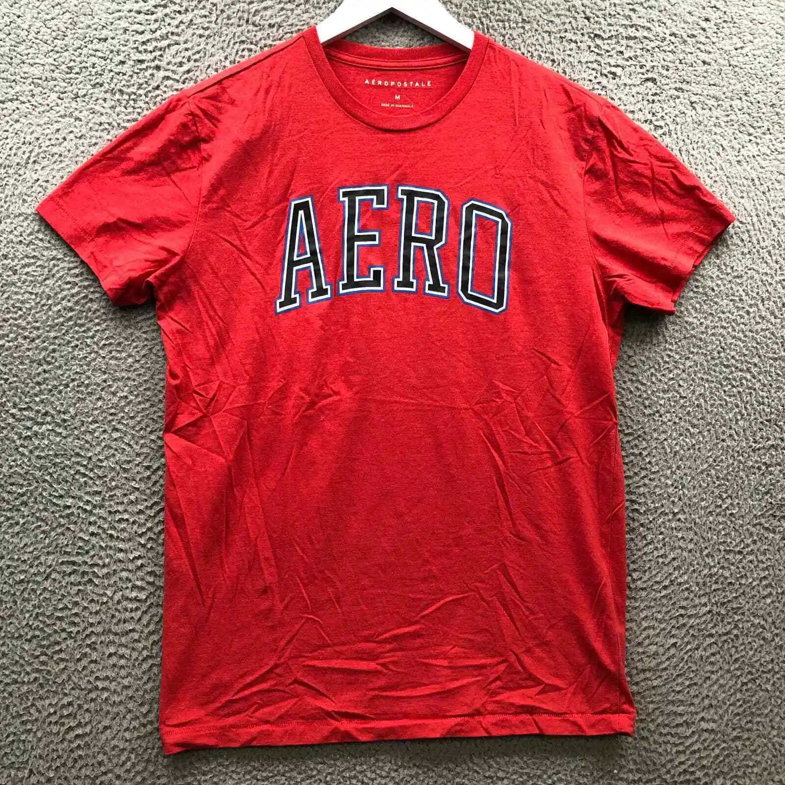 Aeropostale T-Shirt Men'S Medium M Short Sleeve Crew Neck Graphic Logo Red