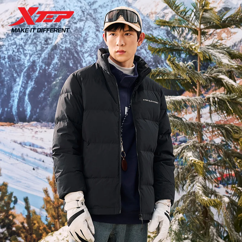 

Xtep пуховик для мужчин с воротником-стойкой, прочная упаковка на утином пуху, долговечность, удобное уличное винтажное пальто 976429190248