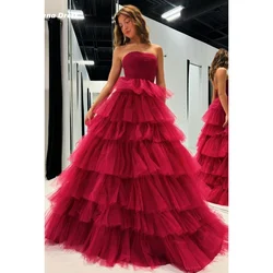 Lena Line A Evening Dresses Women Elegant Party Dresses Woman Wedding Custom Made Tube Top Layered Ball Gown Dress for Women