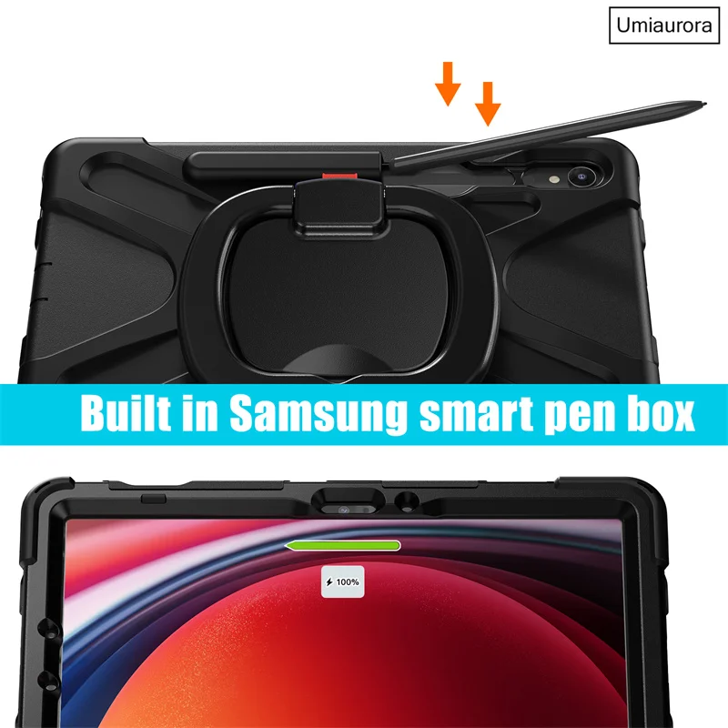 Tablet Case For Samsung Galaxy Tab S9 Ultra SM-X910 S7 FE S8 Plus SM-X810 T730 T970 Heavy Duty Armor Kids Shockproof Stand Cover