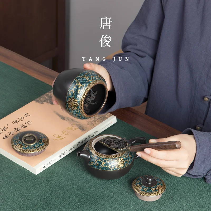 Large Size Ceramic Chinese Style Gongfu Tea Pot Tang Jun Enamel Color Xi Shi Pot Single Home Use Tea Brewing Pot 220ml