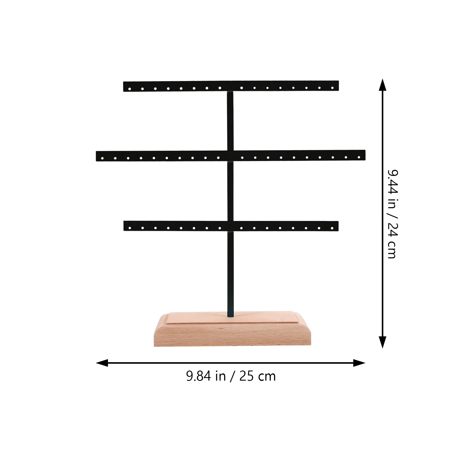 

Creative Earrings Necklace Holder Display St Durable Iron Base Removable Wooden Support for Jewelry Store Black Color Stylish