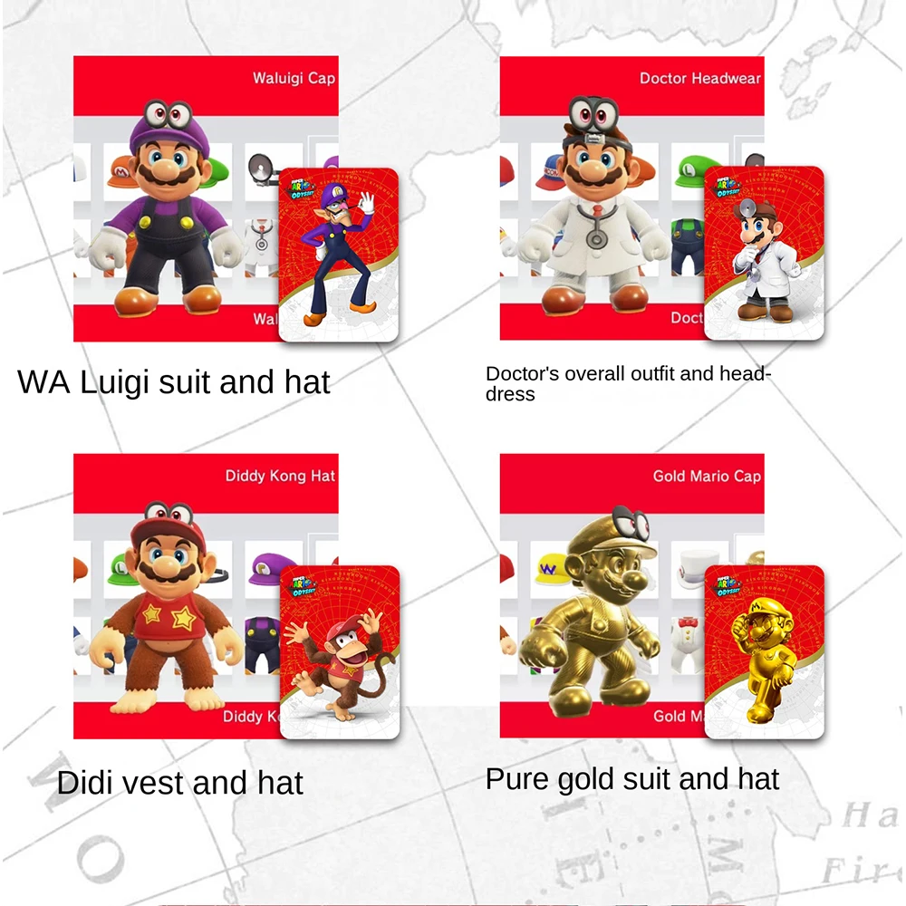 10Pcs Mario Mini Card Super Mario Party NFC Card Ten kinds of cute clothing NS Switch 3DS Game Set