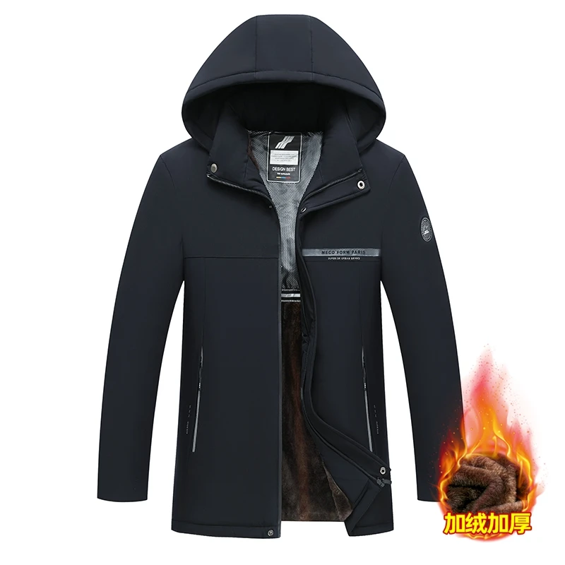 

Men's Winter Jacket Coat Fleece Lining Warm Snow Ski Working Coats Outdoors Windbreak Parkas with Zipper Pockets Hooded