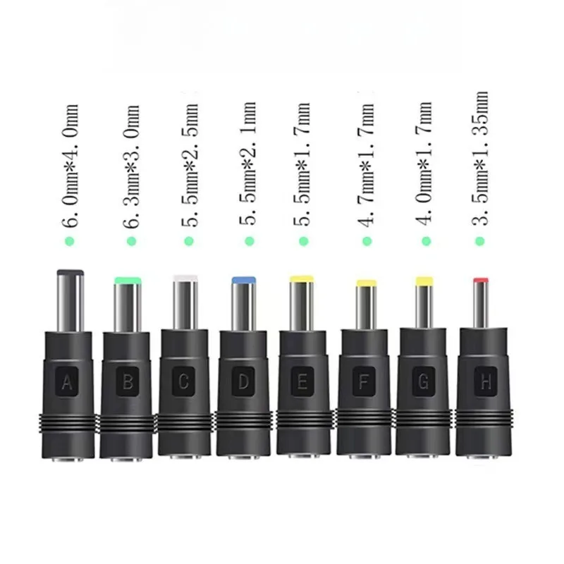 8Pcs AC DC 5.5X 2.1 MM Female Jack Plug Adapter Connectors Computer Adapter Converter Multi-functional Power Adapter 8-in-1