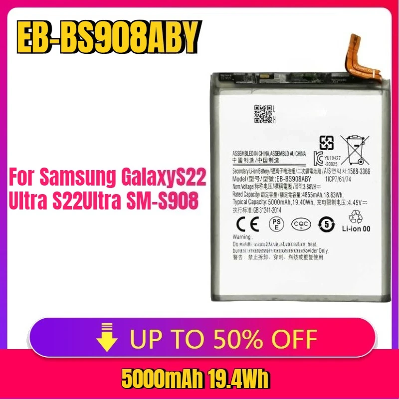 

New 5000mAh EB-BS908ABY Battery For Samsung Galaxy S22 Ultra S22Ultra S21 plus SM-S908 SM-S9080 Mobile Phone Battery