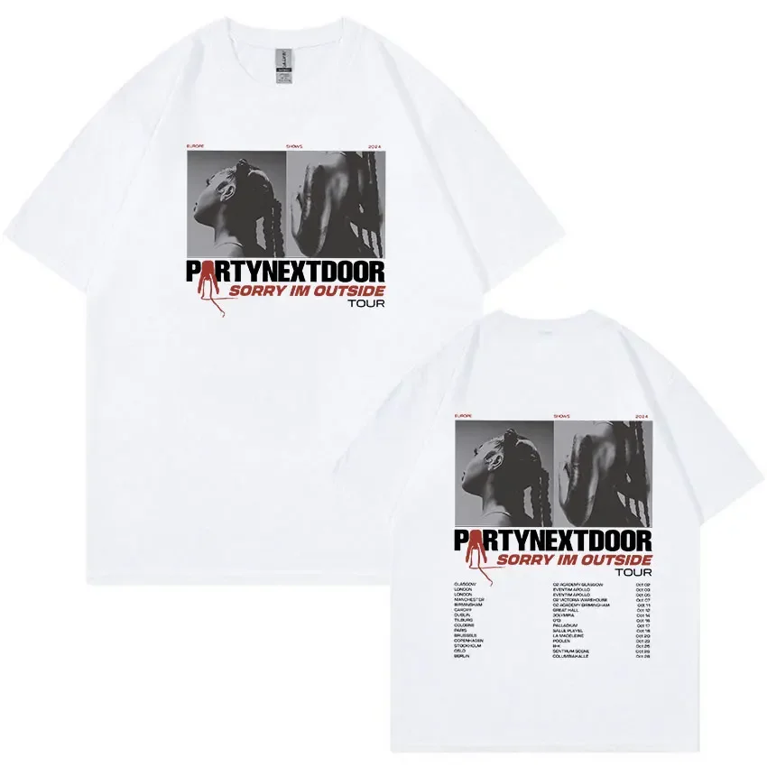 2024 Partynextdoor Sorry Im Outside Tour Album Tee Shirt Men Women Hip Hop Retro Fashion Cotton Short Sleeve T-shirts Streetwear