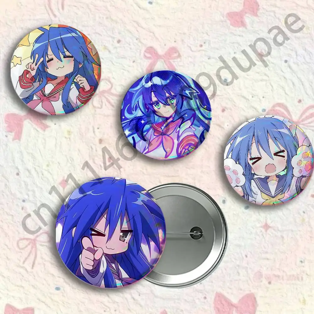 K-Konata Izumi Anime Character Badges 25 32 44 58 75 mm Round Customizable Wholesale Fan goods Self-made fan freebies