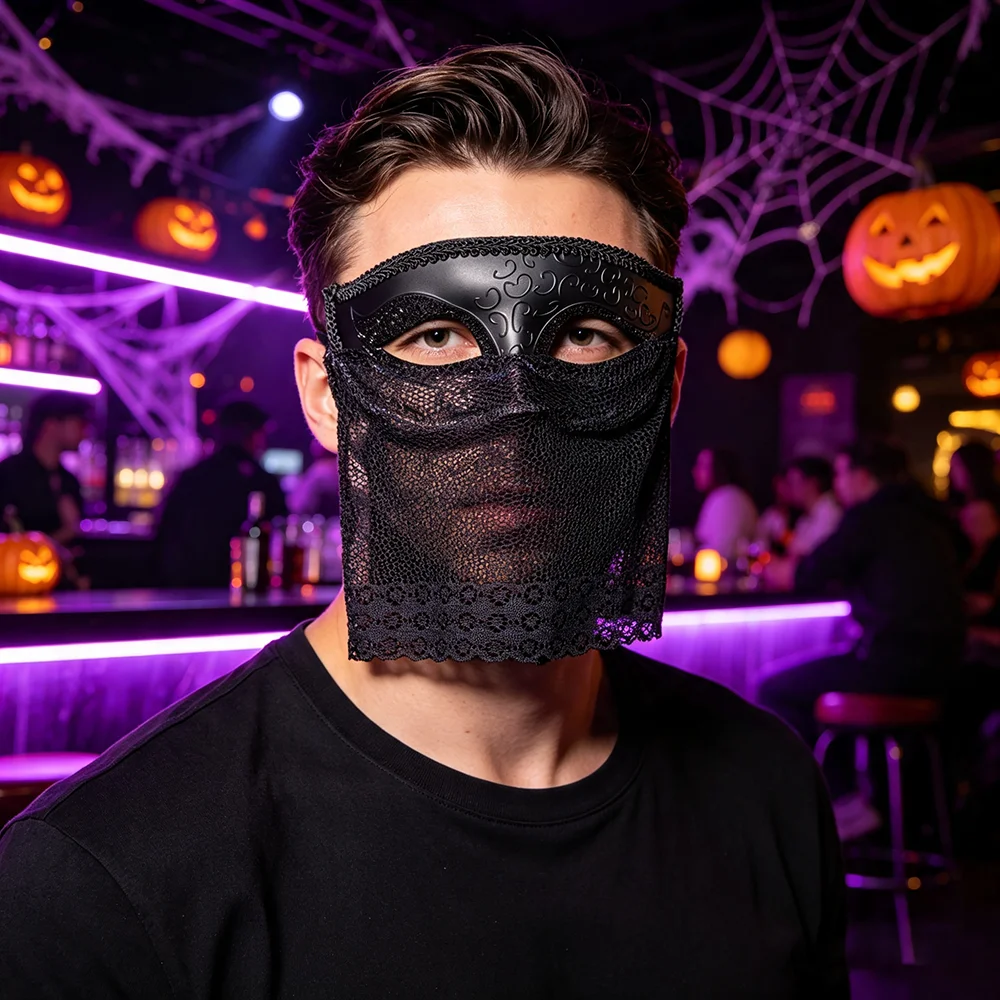 Vintage Venetian Masquerade Mask Lace Mesh Veil Half Face Party Mask Women Halloween Carnival Ball Cosplay Costume Accessories