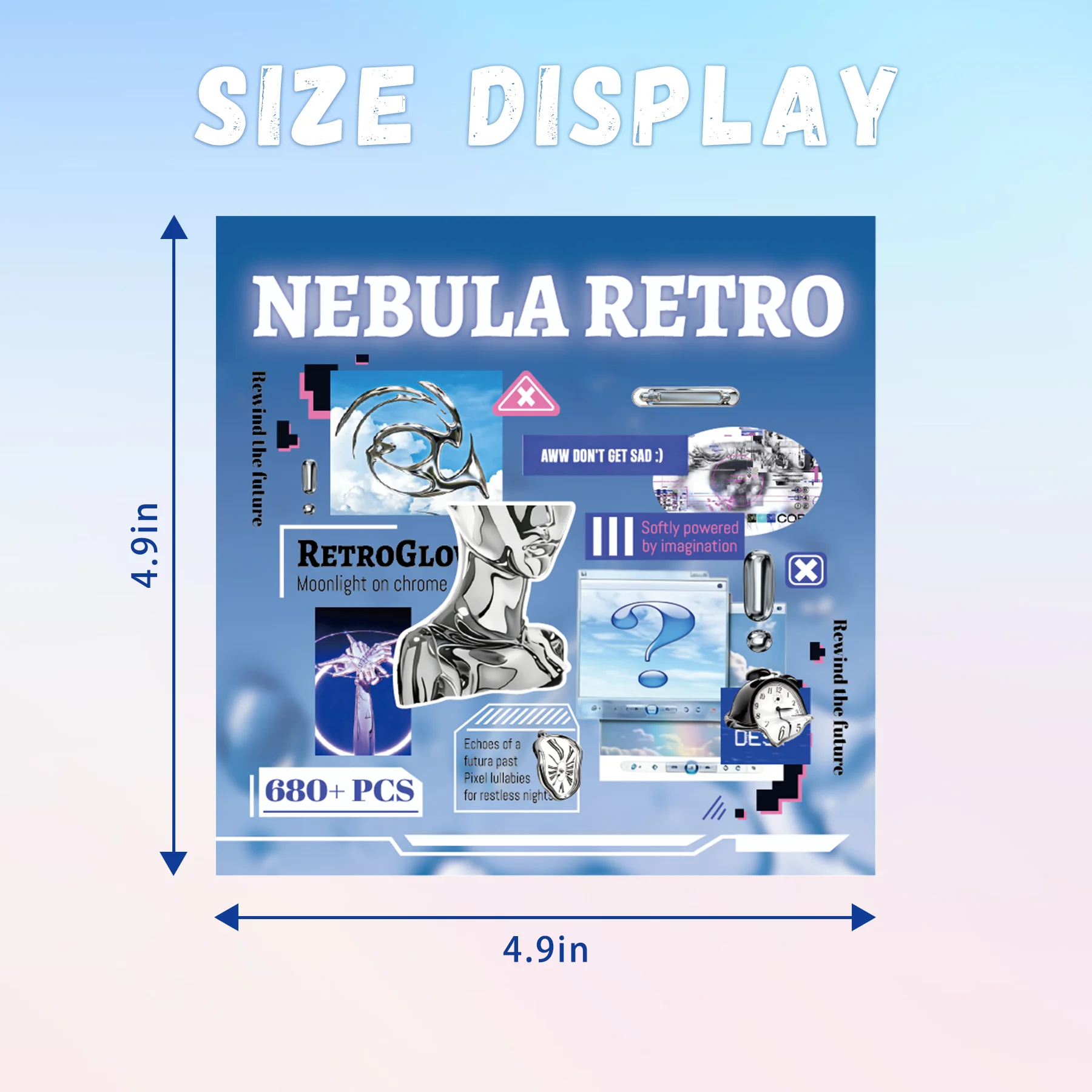 Zufällige Auswahl: 680+ Retro Nebula Serie Stickerbücher, Y2K Ästhetik Aufkleber für Scrapbooks, Junk Journals und Planer – Detail 6