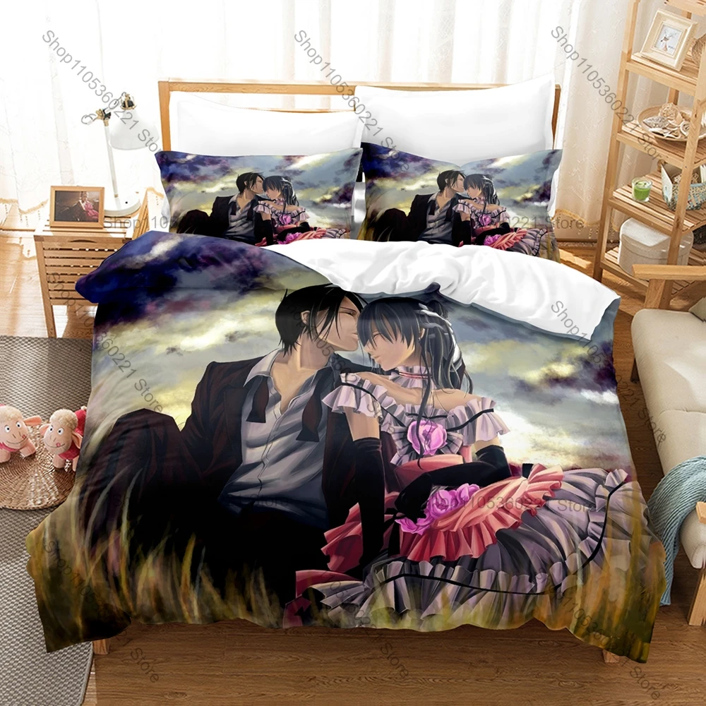 Cool Black Butler Kuroshitsuji Victorian Gothic Dark Fantasy Anime 3D Bedding Set Includes Duvet Cover + 2 Pillowcases Demon But