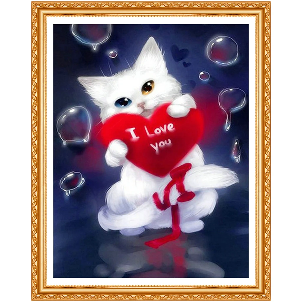 3D Diy diamond Painting cross stitch kits Cat  pattern canvas wedding decoration Diamond Embroidery Christmas gift