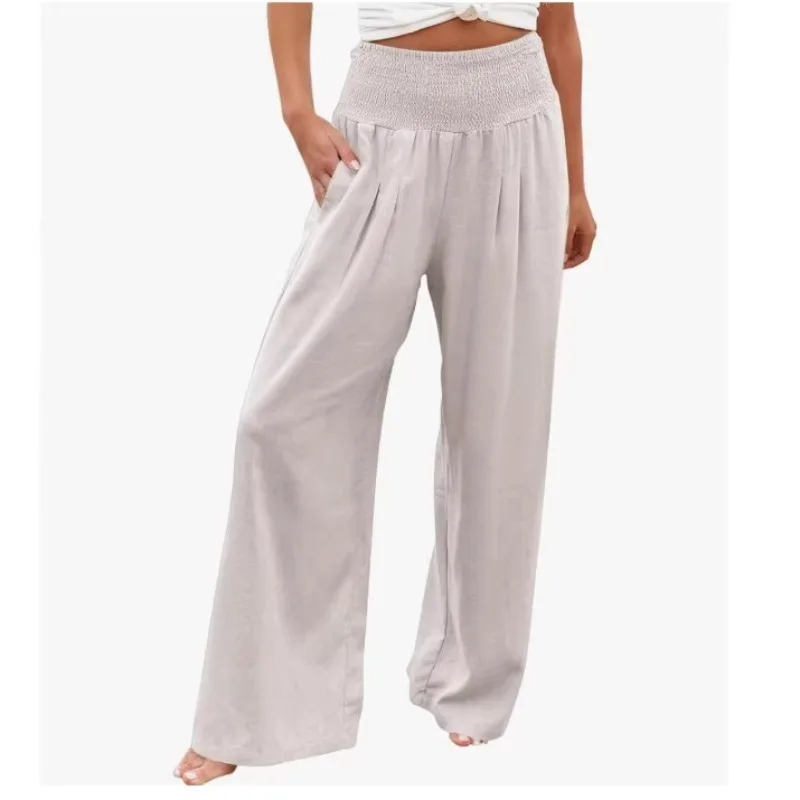 

Women's Trousers Spring and Summer New Women's Clothing Solid Color Loose Horn Casual Beach Vacation Women's Clothing