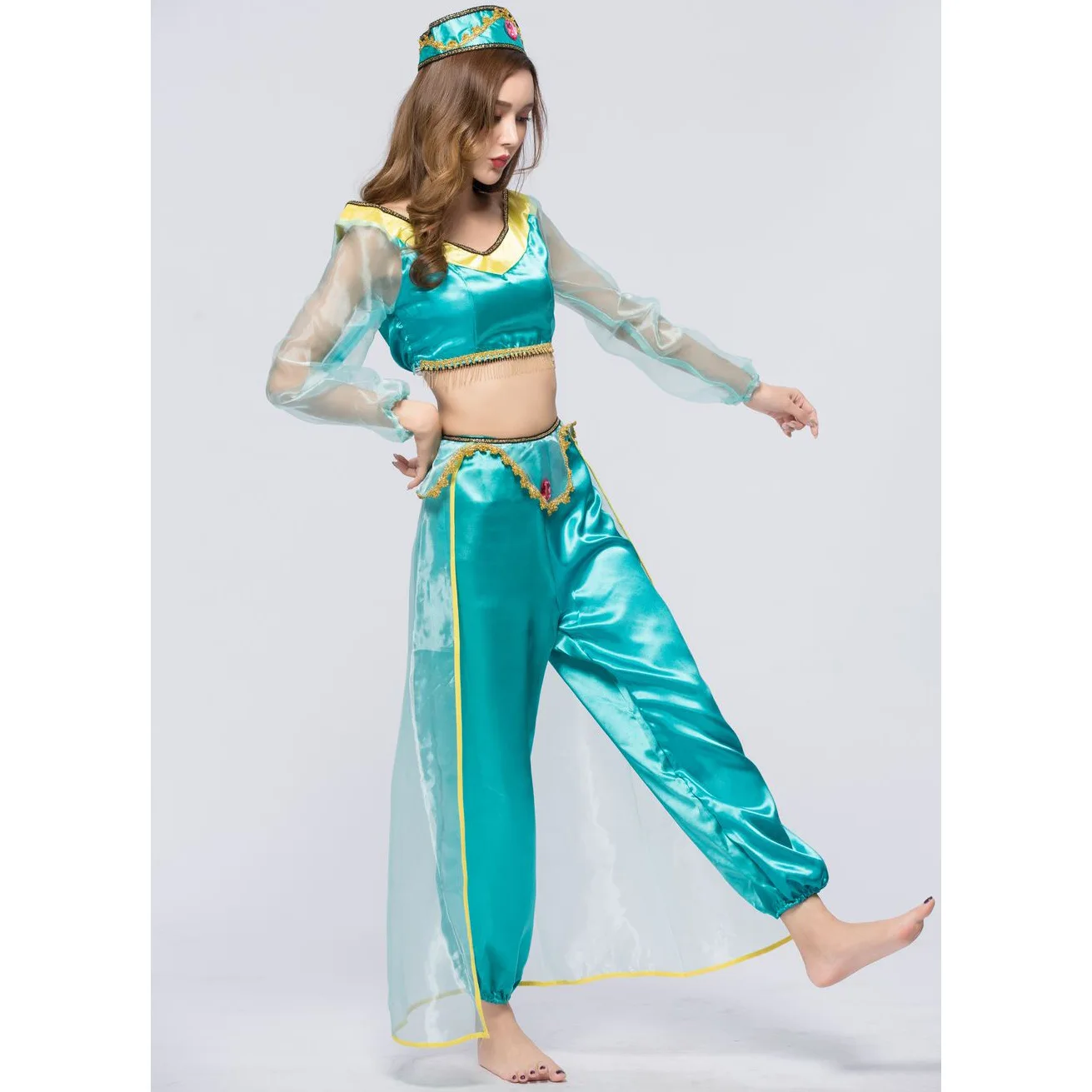 Prinzessin Aladdin Cosplay Kostüm Anime Jasmin Latin Tanz kleid Halloween Kleidung Anzug für erwachsene Frauen Rollenspiel Bühnen kostüm