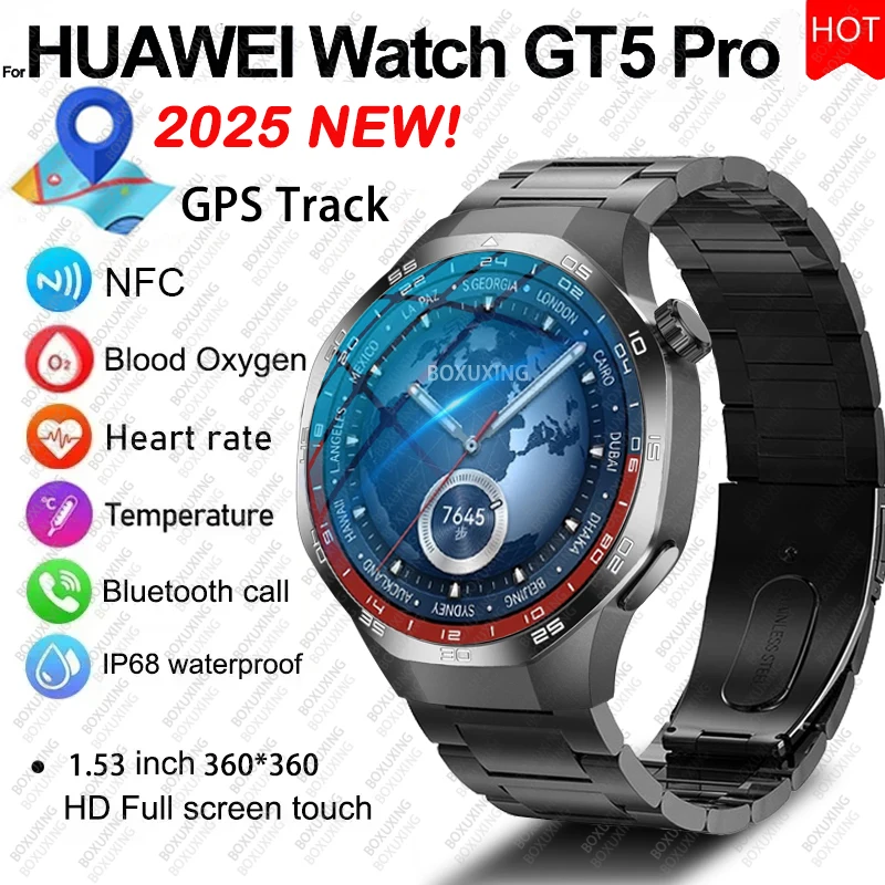 GPS NFC GT5 Pro Sports Smart Watch Men AMOLED Screen Compass Altimeter Waterproof Bluetooth Call Smartwatch New Watch 5 Pro Max