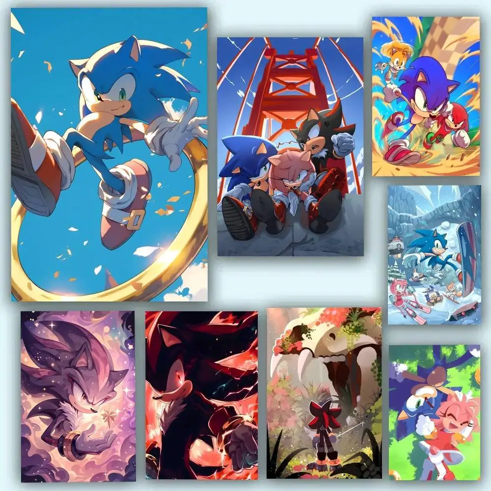 Game Characters S-SonicS Posters Self Adhesive Waterproof Ideal For Living Room Bedroom Bar Decoration