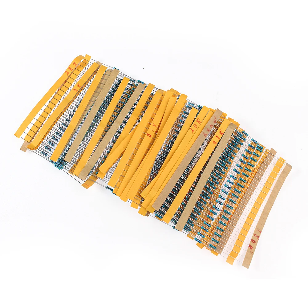 600PCS 30 Values 1/4W Metal Film Resistor Assortment Kit, 10 ohm~1M ohm Resistors Assorted Set Pack in Box, 10K 20K 47K 51K 68K