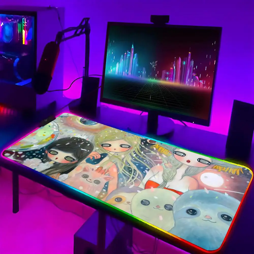 

Коврик для мыши Aya Takano, игровой коврик для ноутбука Xxl, Rgb подсветка, клавиатура, игровой Настольный коврик для видеоигр для девочек