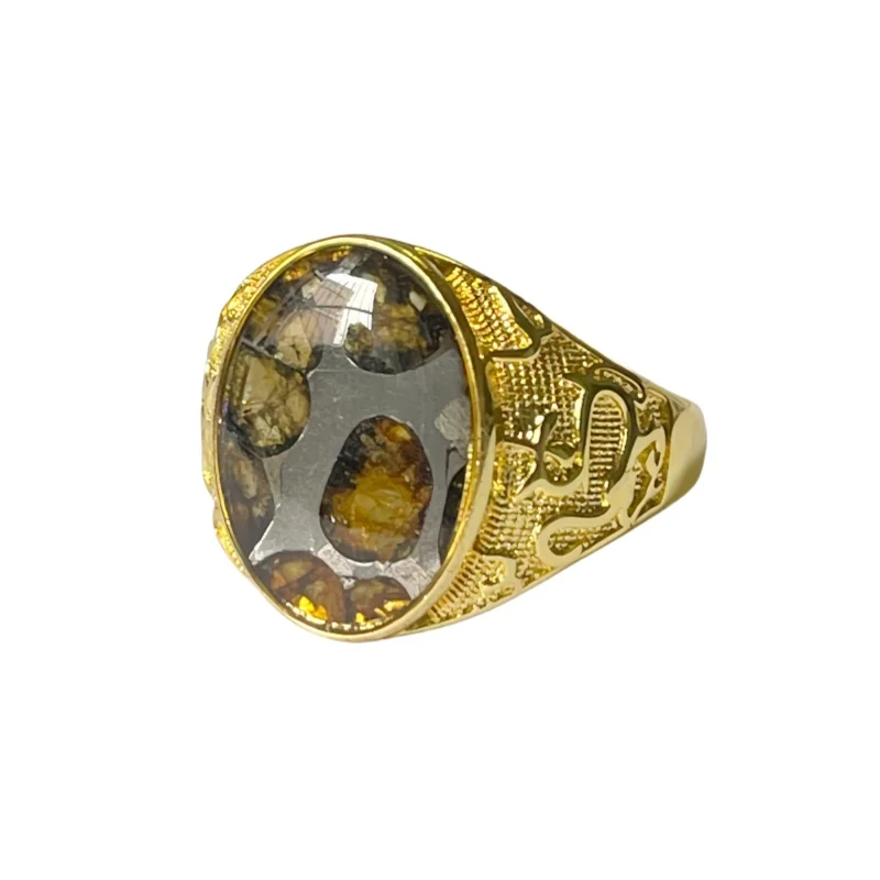 5.8g Seymchan Pallasite Olive Meteorite  Ring Specimen Natural Meteorite Material Handmade Ring Collection - LB180